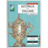 1991 Australia v England Rugby World Cup final programme and match ticket - played at Twickenham