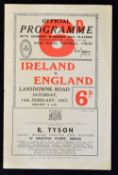 1953 Ireland v England (Champions) rugby programme played at Lansdowne Road slight pocket fold hence
