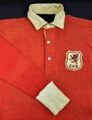 Billy Hughes Wales International football shirt long sleeve with a white collar and cuffs, FAW