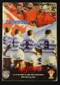 Rare 1999 Argentina v Wales signed rugby programme - 1st test match played on 5 June and signed by