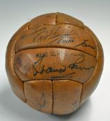 1969/70 Signed Manchester United Leather Football made by 'Captain' signed extensively by Best, Law,