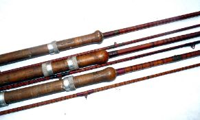 RODS: (3) Collection of 3 early B James Mk1V split cane rods, 10' 2 piece, with trumpet and onion