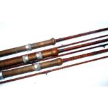 RODS: (3) Collection of 3 early B James Mk1V split cane rods, 10' 2 piece, with trumpet and onion