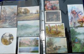 POSTCARDS ETC: Two Large albums containing many birthday and greetings cards, scenic, comic and