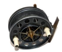 REEL: Allcock Aerial side lever check alloy reel, 3.5" diameter,8 large holes to front flange,