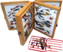 FLIES: Collection of approx. 250+ assorted salmon flies in single and double hook formats,