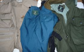 CLOTHING: A Ventile weatherproof double layer fishing jacket by Bob Church, size L, with multi