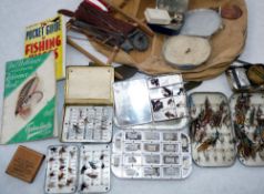 ACCESSORIES: (Qty) Collection of fly fishing accessories for salmon/trout, in Wheatly clip fly box