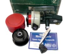 REEL: Abu Cardinal 66 fixed spool reel in as new condition, green/cream, foot stamp 780608,