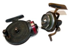 REELS: (2) Illingworth No.3 bronze brass threadline casting reel, exposed gears, pigtail line pick