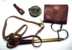 ACCESSORIES: (4) Victorian brass extending salmon gaff with turned wooden handle, 2 draw model