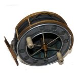 REEL: Fine early Allcock Aerial trotting reel 4.5" diameter, 6 spoke, no tension regulator, twin