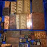 PRINTING BLOCKS: Large collection of copper printing blocks, some with sample print pages attached