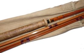 ROD: Sharpe's of Aberdeen 12' 3 piece + correct spare tip, impregnated salmon fly rod, burgundy