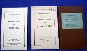 3 x Fisherman maps - Maude Parker River Tay 1933, colour fold out map in cloth H/b binding, and 2