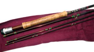 ROD: Hardy Sovereign 10' 4 pce travel carbon fly rod, line 7/8, burgundy blank, whipped green tipped