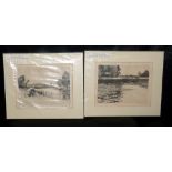 PRINTS: Pair of b/w prints by Norman Wilkinson The Mill Pool and Stalking Big Trout , both showing
