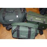 TACKLE BAGS: (3) Three game or coarse anglers tackle bags, Airflo large/ salmon padded bag 22" wide,