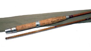 ROD: Scarce Eggington Maker, London 8'6" 2 piece spliced joint split cane fly rod, burgundy