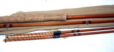 ROD: Sharpe's of Aberdeen 13' 3 piece + correct spare tip, spliced joint cane fly rod, line rate