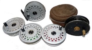 REELS & SPOOLS: (5) Hardy Viscount 140 Mk2 lightweight alloy fly reel, U shaped line guide,