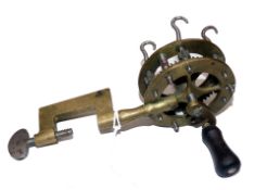 GUT TWISTER: Fine rare Victorian gut twisting engine, 2.25" diameter casing, crank arm with rosewood