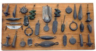 LEAD WEIGHT COLLECTION 1: A fine collection of named and patent fishing lead weights, makers include