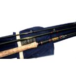 ROD: Hardy Graphite salmon fly rod, 15' 4" 3 piece, line rate 11, grey blank, whipped black,