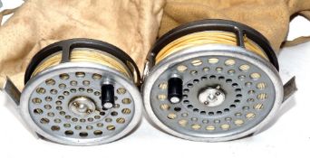 REELS: (2) Hardy Marquis 10 alloy fly reel, U shaped lined guide, smooth alloy foot, backplate