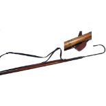 WADING STAFF: Rare Milward's Finmaster Orchy style combined gaff/wading staff, 48" bamboo handle