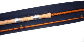 ROD: Hardy "The No.1 LRH" Spinning Rod, 9'6" 2 piece Palakona, post numbered, burgundy green close