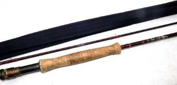 ROD: Hardy Graphite Deluxe 9' 2 piece trout fly rod, burgundy whipped guides, line rate 6/7, cork