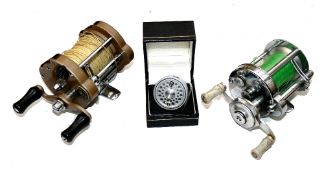 REELS: (3) JW Young Microdex miniature working alloy fly reel, 30mm diameter, quick release spool