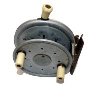REEL: Rare Farlow's Farlight drum casting reel, 4" diameter backplate, twin ivory handles and