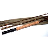 ROD: Allcock factory sample green/bronze finish split cane trout fly rod, no model designation, 9' 3