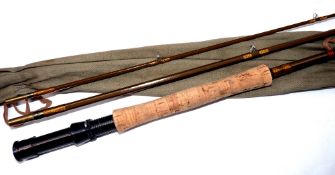 ROD: Allcock factory sample green/bronze finish split cane trout fly rod, no model designation, 9' 3