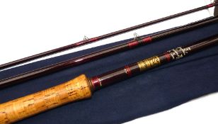 ROD: Hardy Graphite Salmon Fly Deluxe Rod, 15'4" 3 piece, line rate 10, burgundy blank, 24"