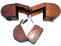 REEL CASES: (3) Early Hardy Bros. Alnwick block leather reel case, to fit fly reels up to 3.5"