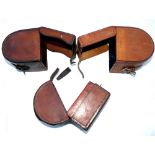 REEL CASES: (3) Early Hardy Bros. Alnwick block leather reel case, to fit fly reels up to 3.5"