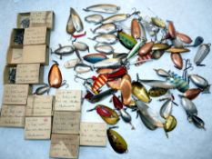 LURES: Collection of vintage spoons and spinners by Allcock, Stewart, Pflueger and others, incl.