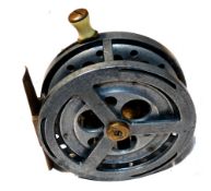 REEL: Percy Wadham Isle of Wight, The Meteor 4" alloy drum casting reel, Patent 2246/07 in shield