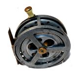 REEL: Percy Wadham Isle of Wight, The Meteor 4" alloy drum casting reel, Patent 2246/07 in shield