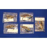 SALMON FLIES: (5) Collection of 5 Hardy salmon flies in original cellophane packs, Black Dose,