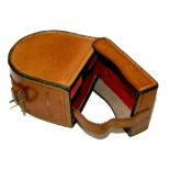 REEL CASE: Fine Hardy Bros. Alnwick block leather fly reel case, takes reels up to 3 5/8"