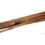 ROD: Allcock Carp Avon 10' 2 piece split cane rod with 2 Avon and Carp tips, bronze whipped