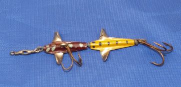 LURE: Fine Humphries Lightening Spinner lure, 2.5" long body, maker's details and registered