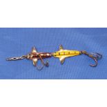 LURE: Fine Humphries Lightening Spinner lure, 2.5" long body, maker's details and registered