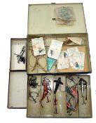 ACCESSORIES: C Farlow Charles St., London black japanned lure box, 9.5"x6"x2", hinged lid, cream