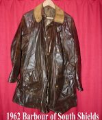 JACKET: Vintage Barbour of South Shields man's brown waxed cotton jacket, bought in 1962 and been
