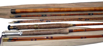 RODS: (2) Fine Sharpe's The Aberdeen for Farlow 10' 6" 3 piece impregnated cane trout fly rod,